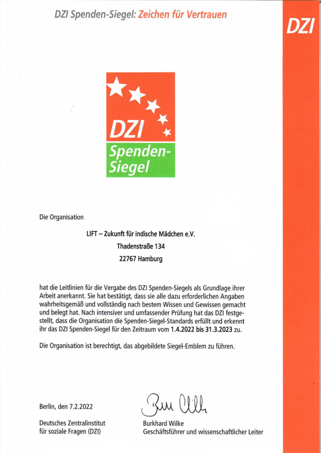 DZI Spenden-Siegel bis 2023 erneuert