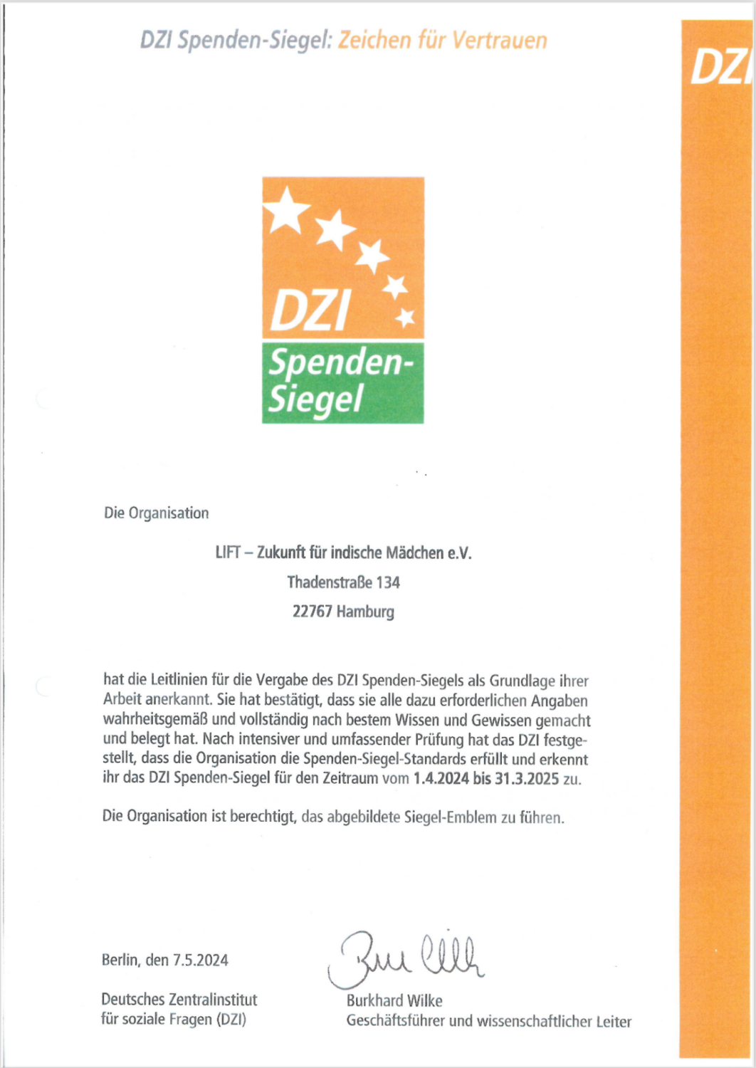 DZI Spenden-Siegel bis 2025 erneuert